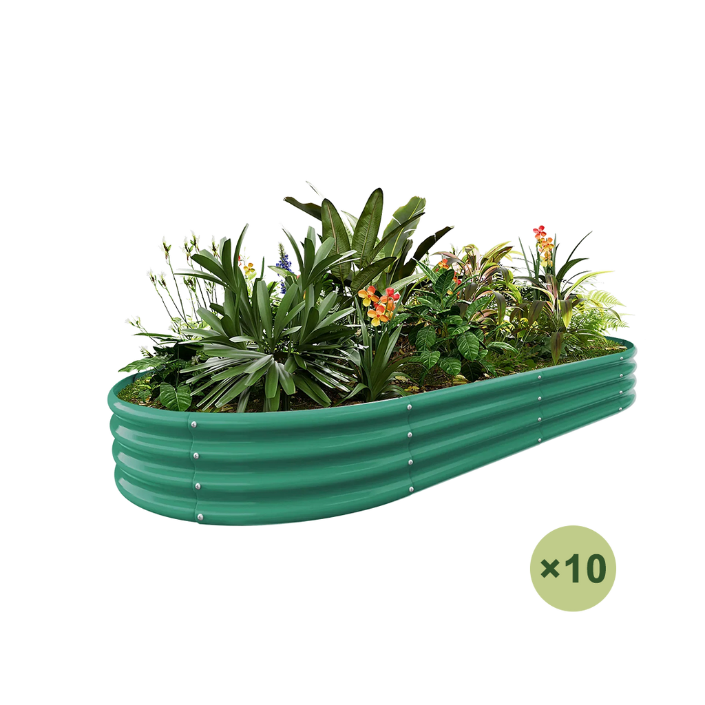 10-Pack Oval 8x4x1ft Galvanized Raised Garden Bed