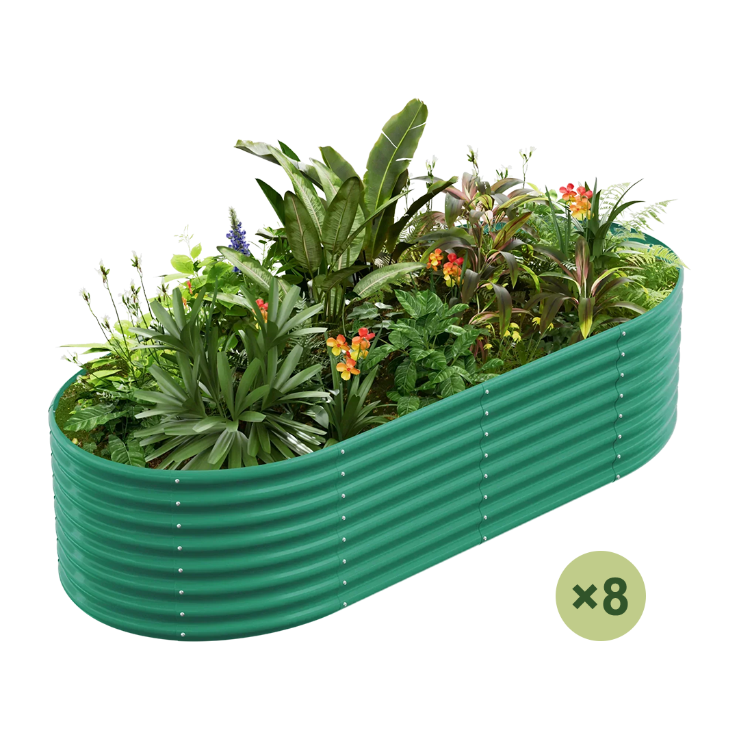 8-Pack green galvanized raised garden bed, 24