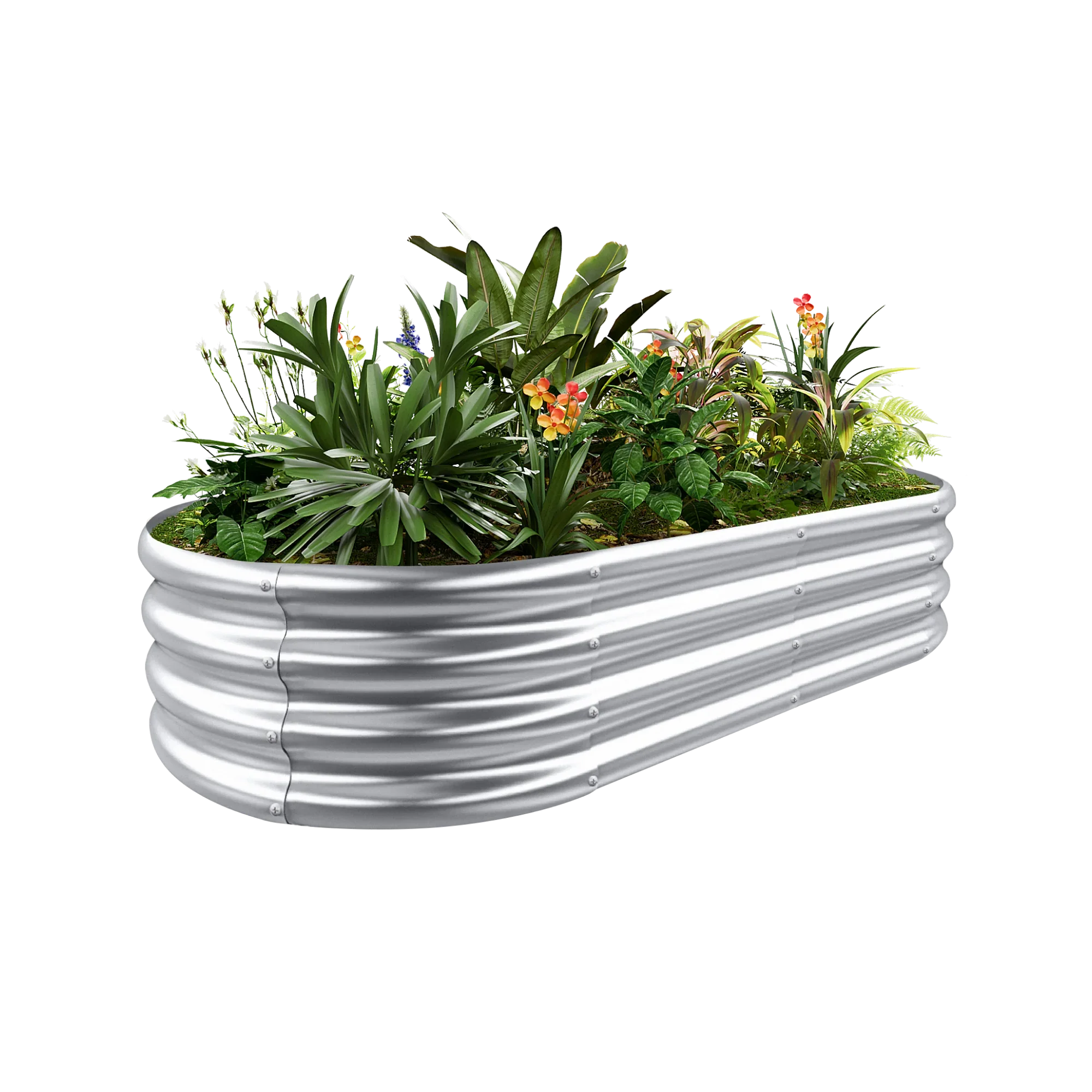 12" Tall Oval Galvanized Raised Garden Bed - Land Guard