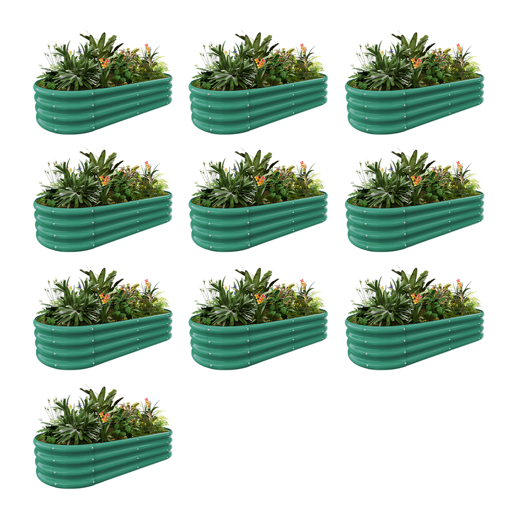 10-Pack Oval 4x2x1ft Galvanized Raised Garden Bed