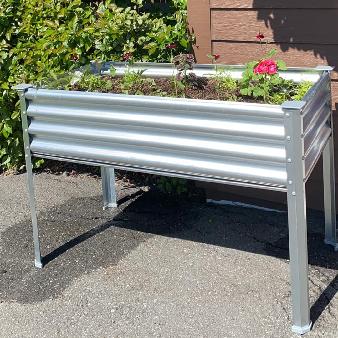 4x2x2.7ft Galvanized Raised Garden Bed with Legs