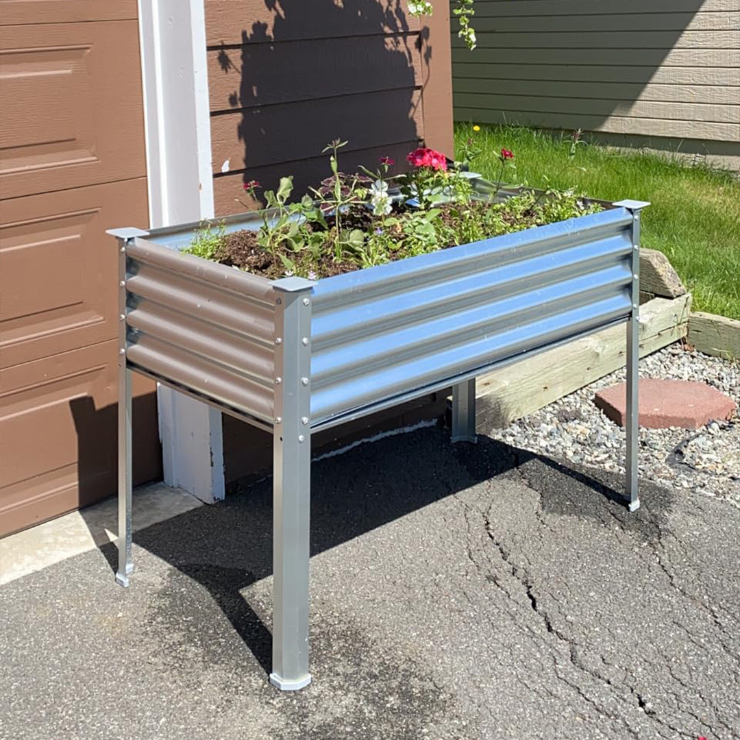 4x2x2.7ft Galvanized Raised Garden Bed with Legs