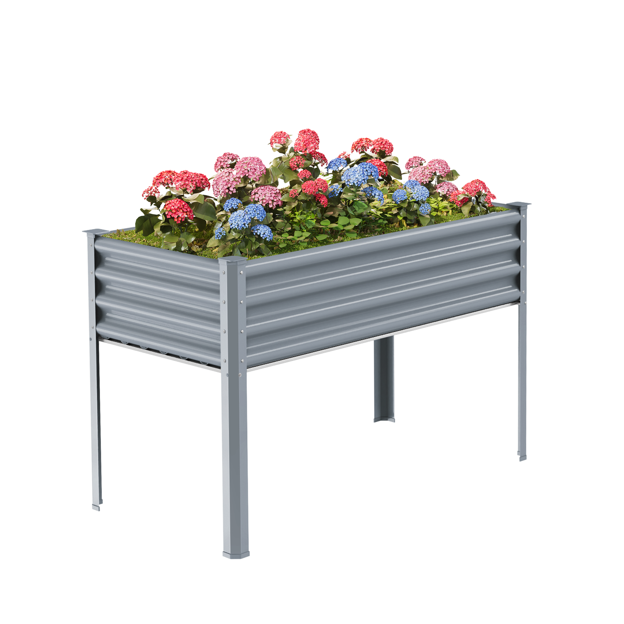 4x2x2.7ft Galvanized Raised Garden Bed with Legs