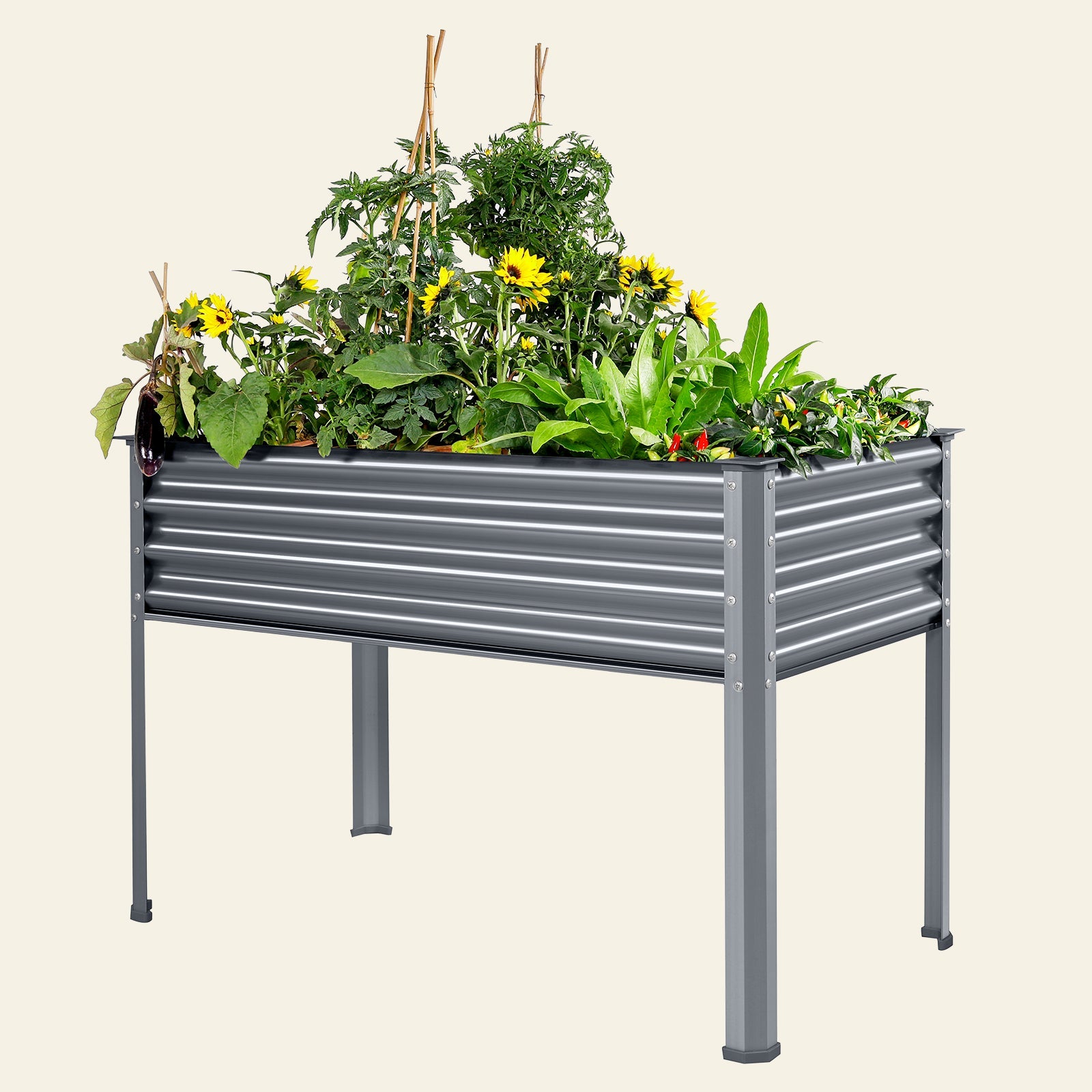 4x2x2.7ft Galvanized Raised Garden Bed with Legs