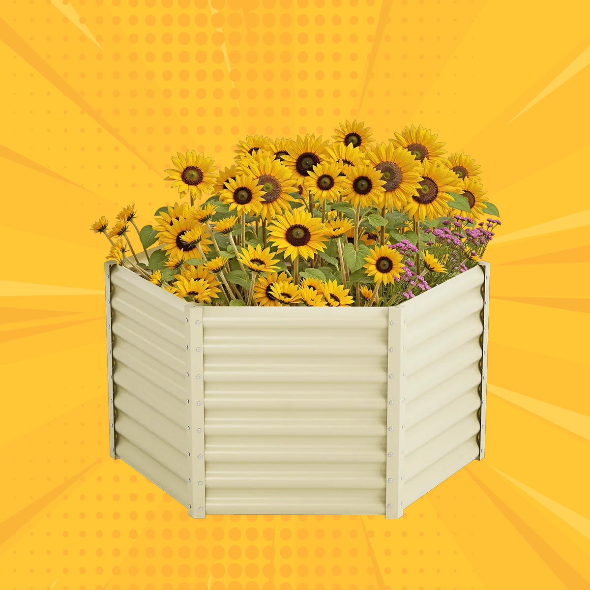 24'' Tall Hexagon 4.5x4.5x2ft Galvanized Raised Garden Beds-Side length 2.2ft