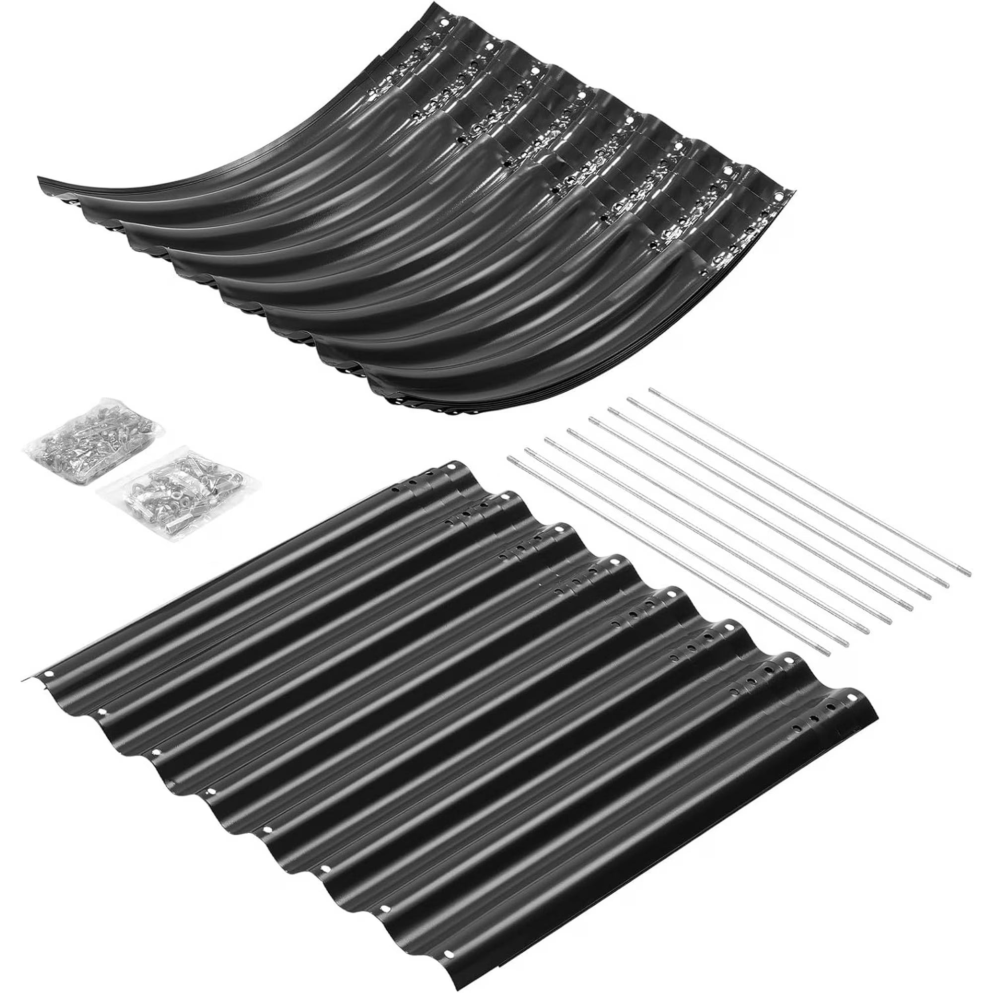 2-Pack 8×4×2ft Raised Garden Bed，Outdoor Galvanized Planter Boxes, Oval Large Metal Raised Garden Beds for Vegetables (Nardo Grey)