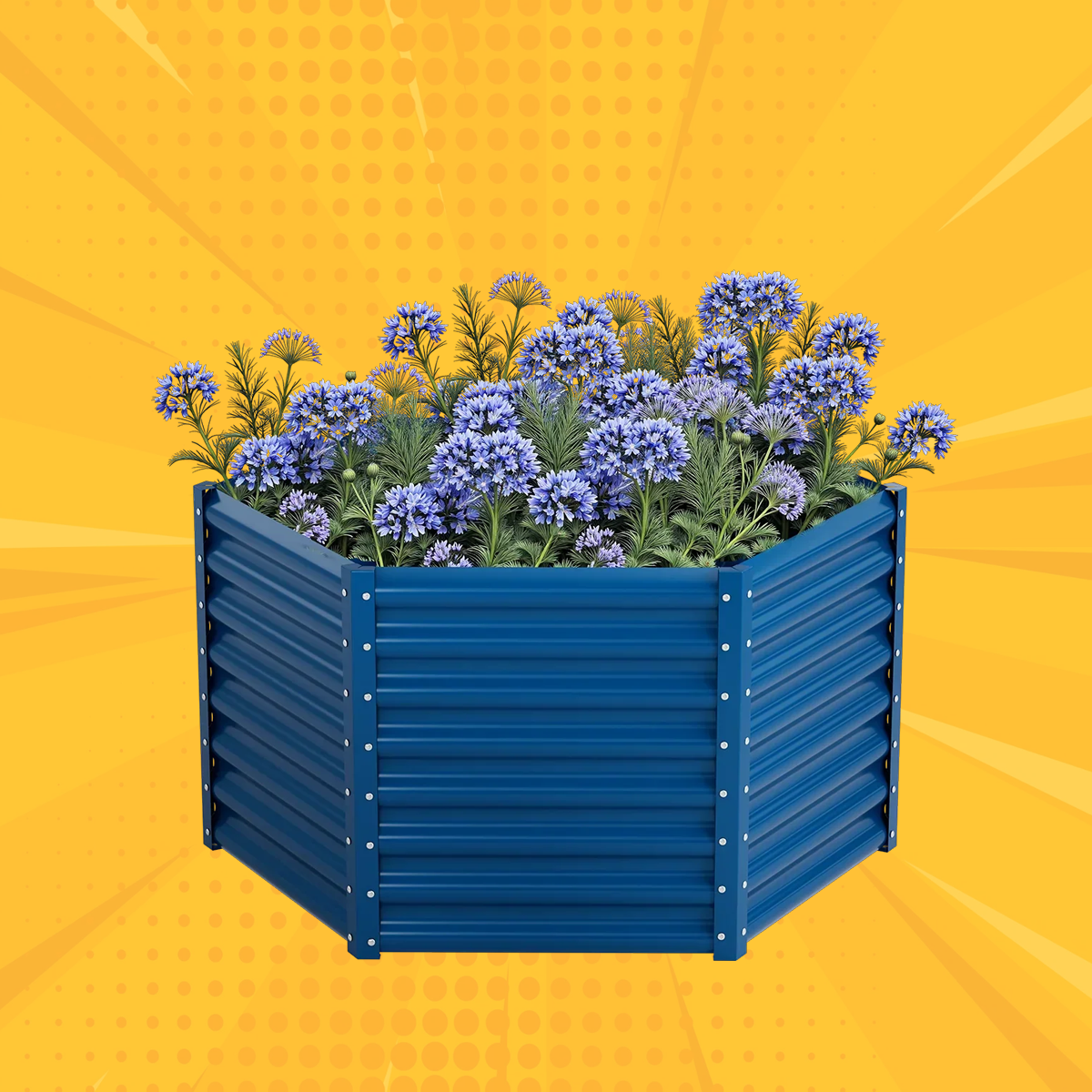 24'' Tall Hexagon 4.5x4.5x2ft Galvanized Raised Garden Beds-Side length 2.2ft