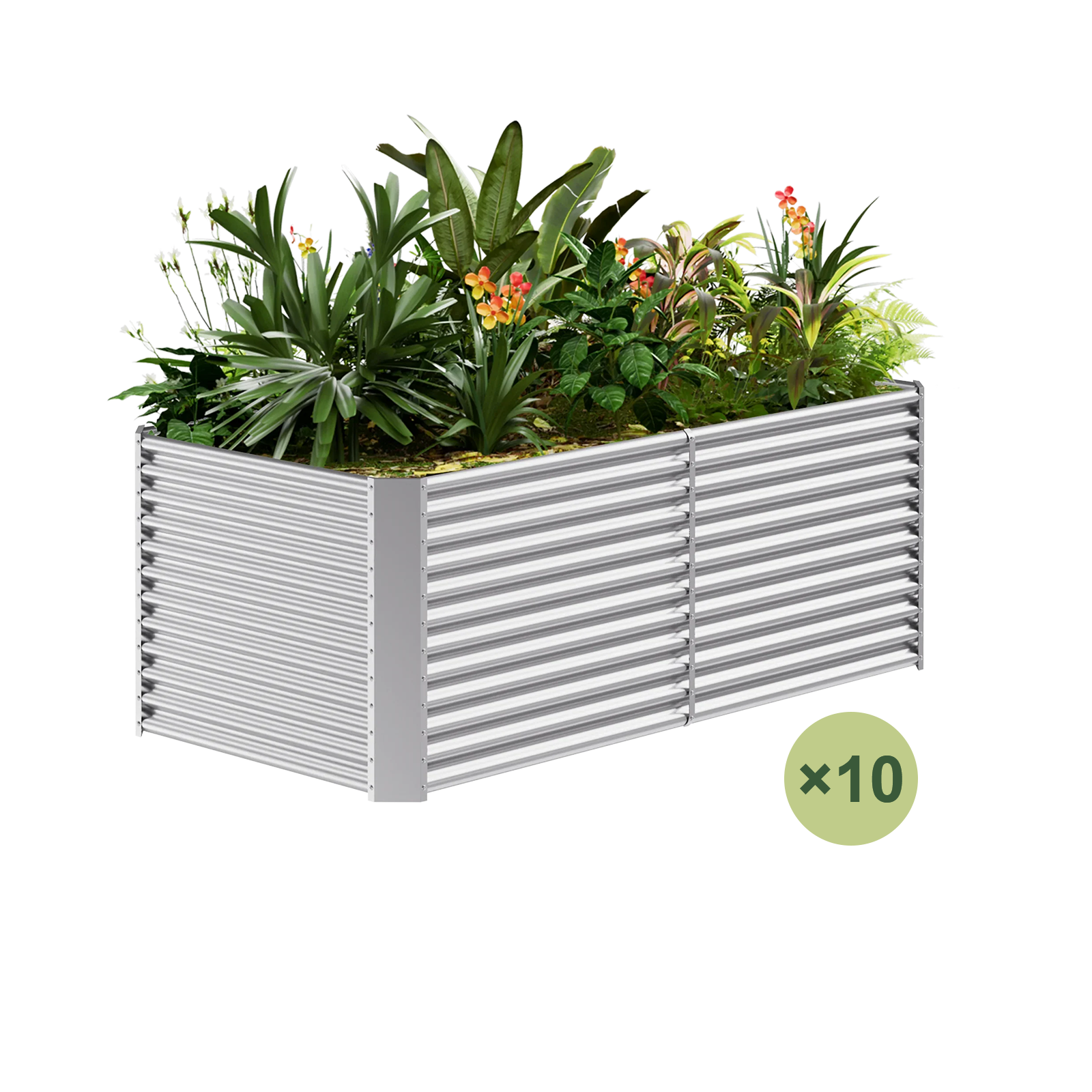 10-Pack 36" Tall Rectangular 8x4x3ft Galvanized Raised Garden Bed