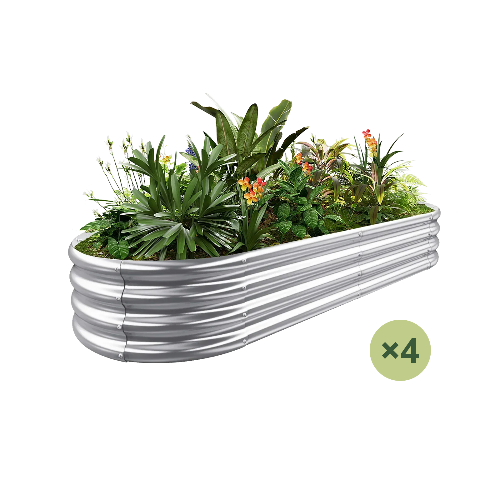 4-Pack Oval 6x3x1ft Galvanized Raised Garden Bed