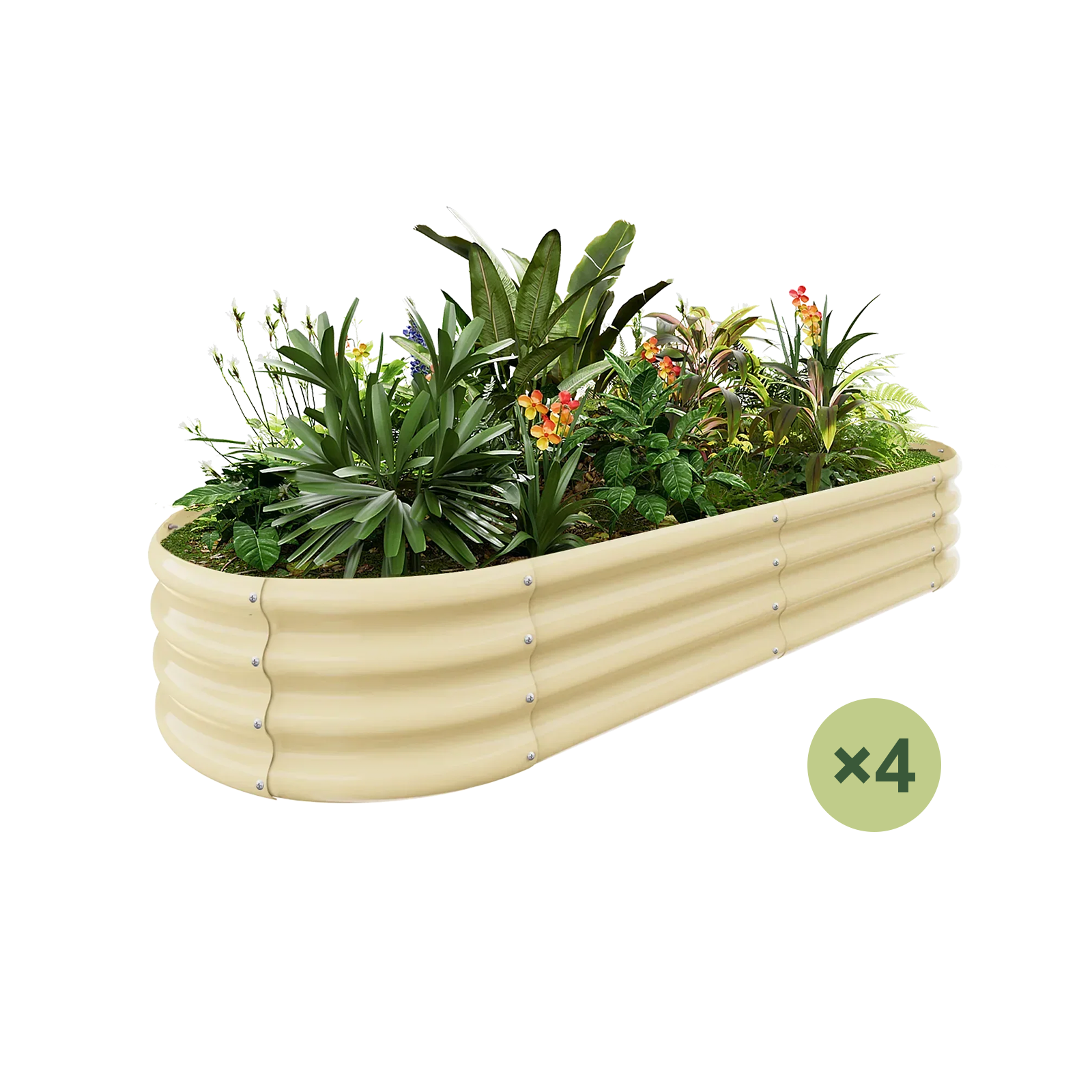 4-Pack Oval 6x3x1ft Galvanized Raised Garden Bed