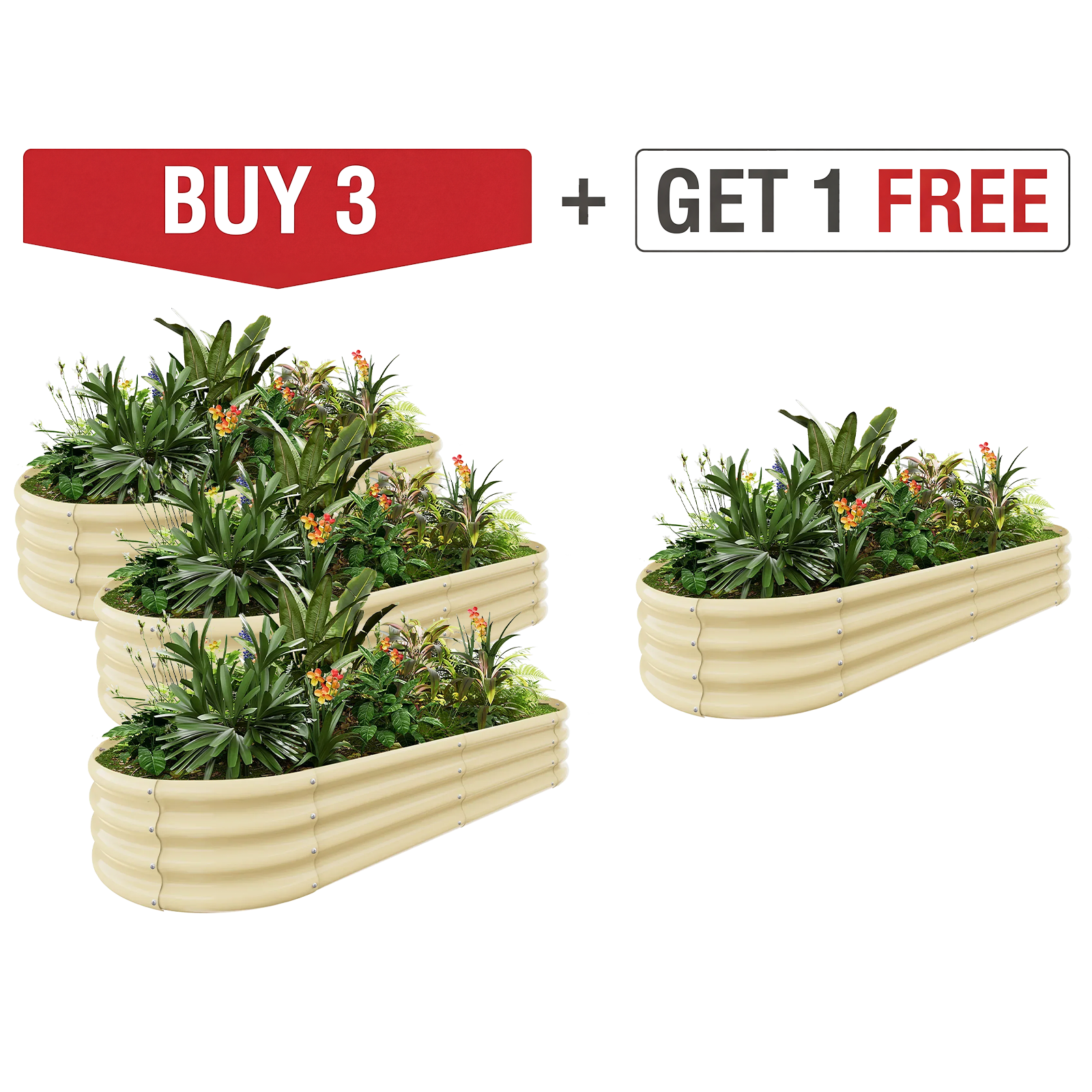 4-Pack Oval 6x3x1ft Galvanized Raised Garden Bed