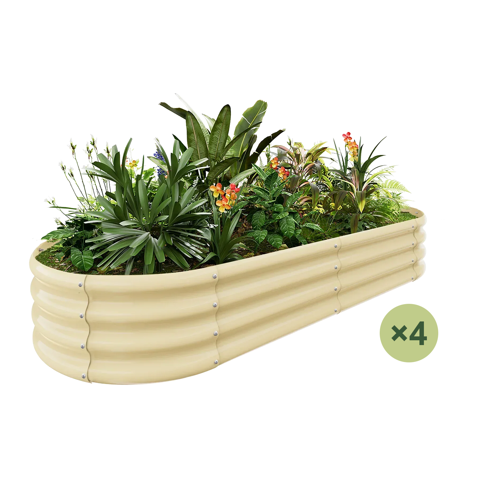 4-Pack Oval 6x3x1ft Galvanized Raised Garden Bed