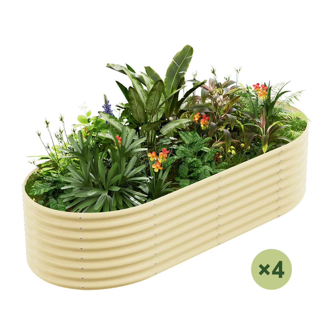 4-pack beige galvanized oval raised garden bed, 24