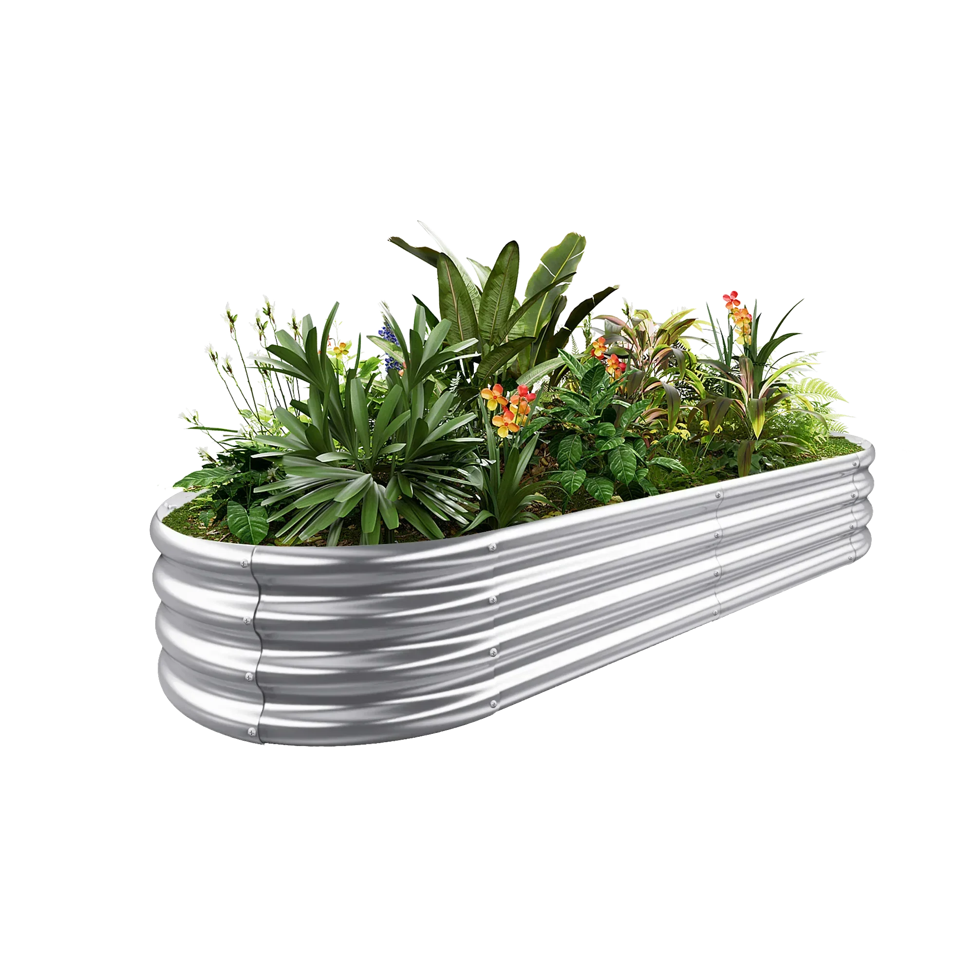 12" Tall Oval 6x3x1 ft Galvanized Raised Garden Bed - Land Guard