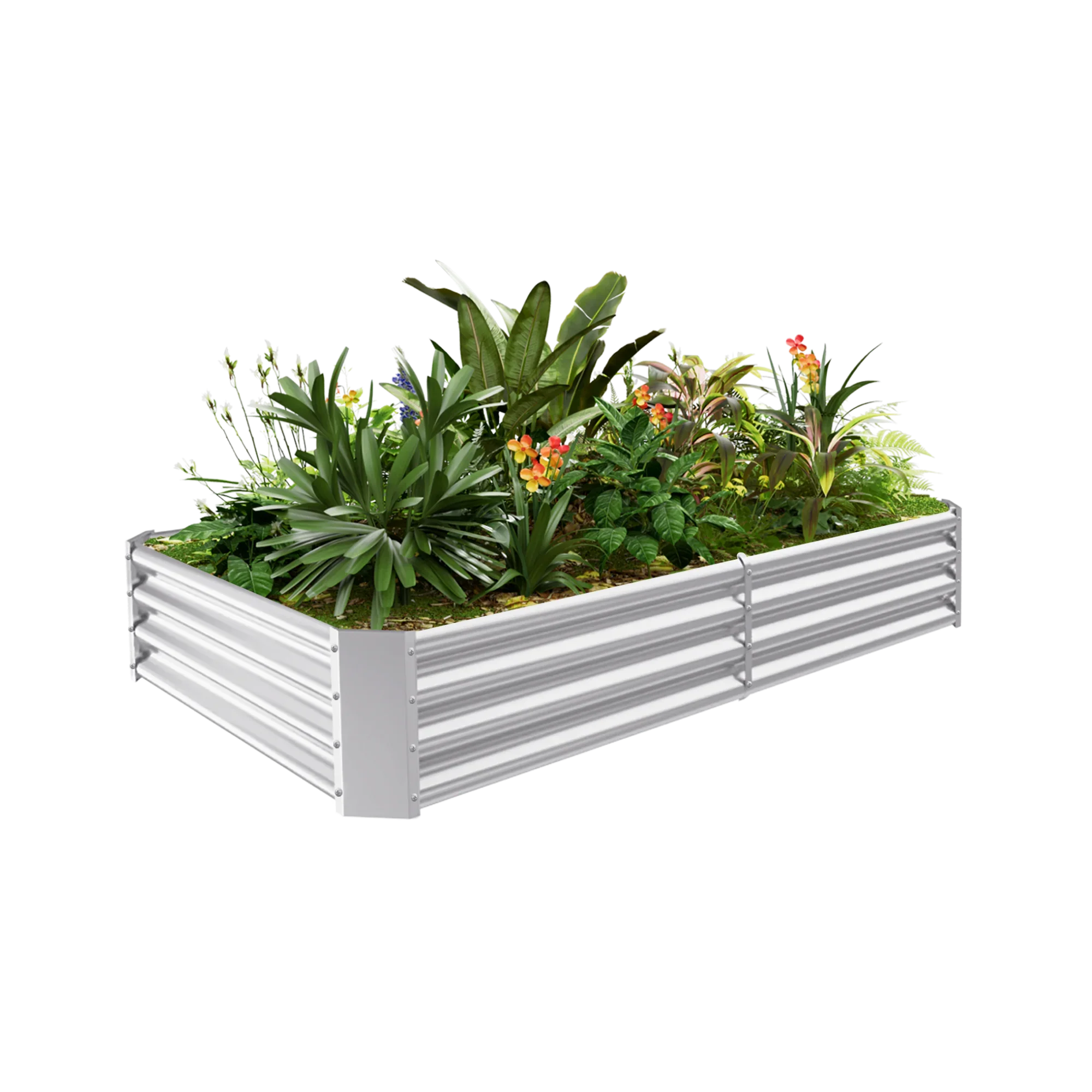 12" Tall Rectangle Galvanized Raised Garden Bed - Land Guard