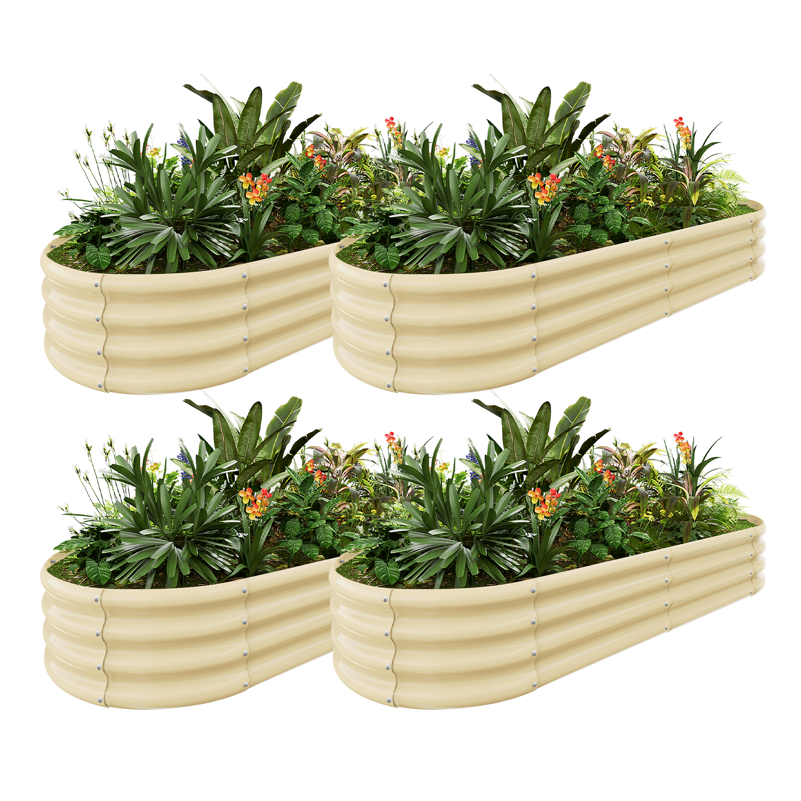 4-Pack Oval 6x3x1ft Galvanized Raised Garden Bed