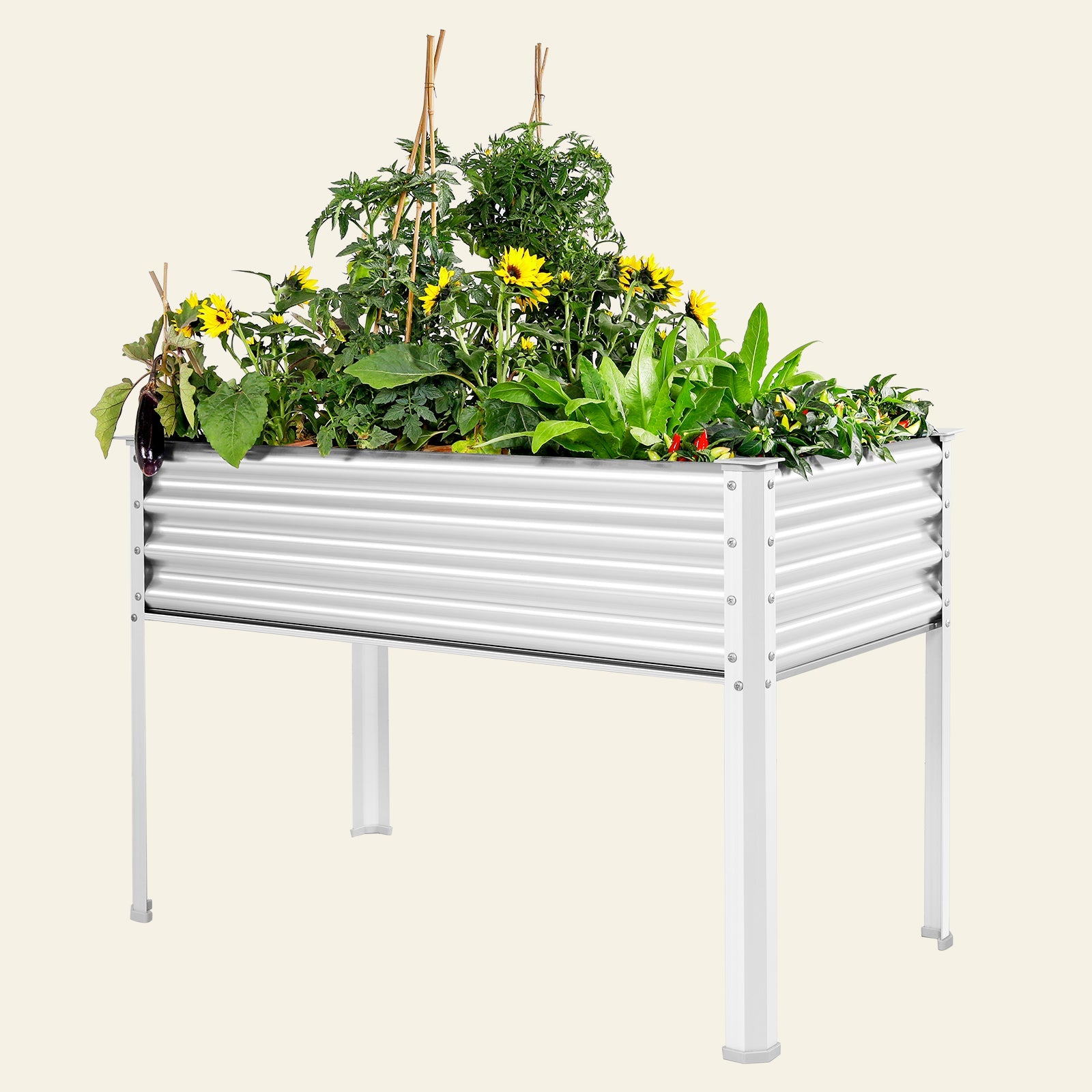 4x2x2.7ft Galvanized Raised Garden Bed with Legs