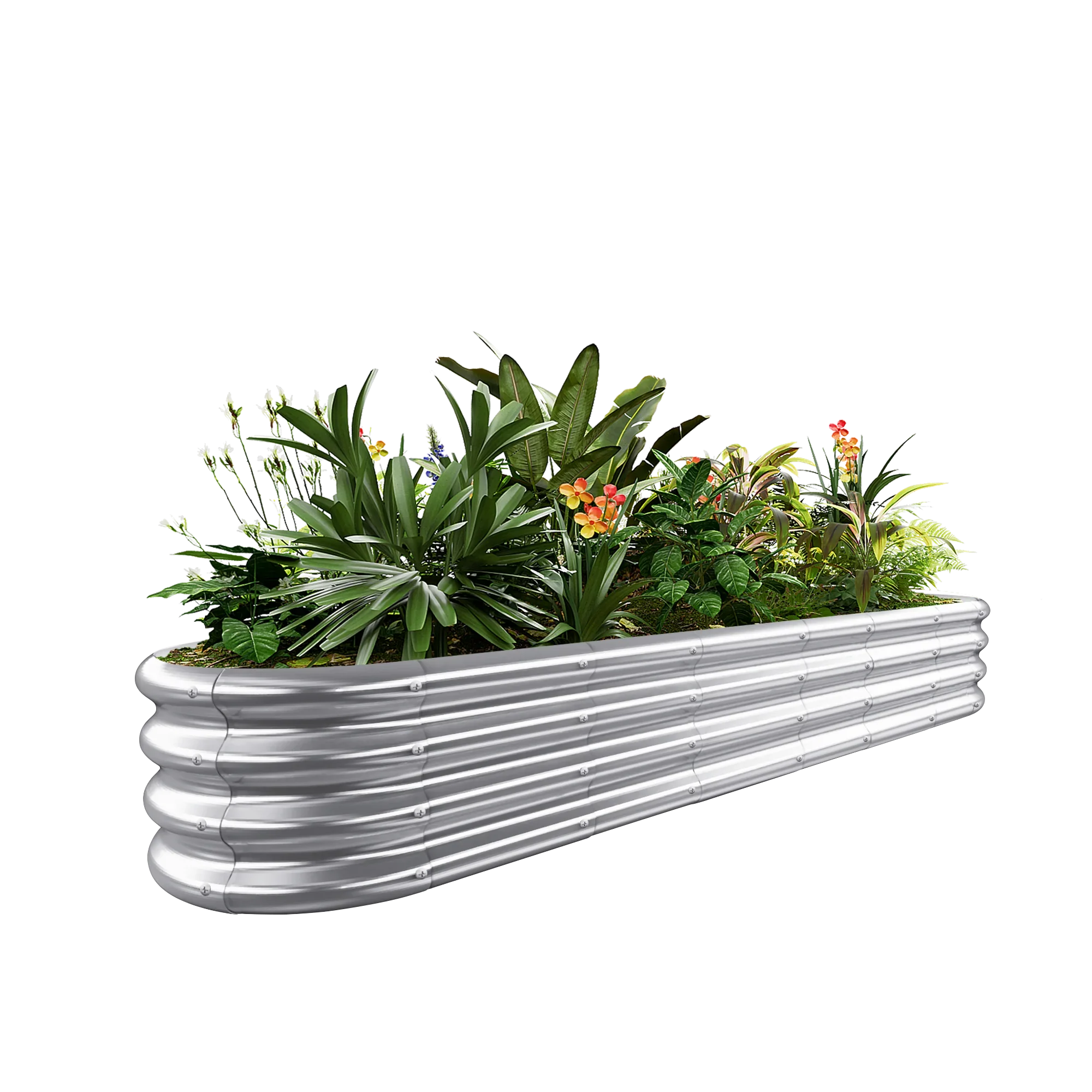 galvanized planters box 24" Tall Oval Galvanized Raised Bed