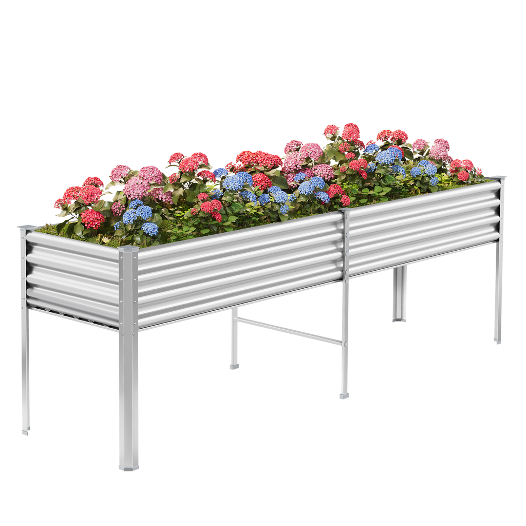 8x2x2.7ft Tall Galvanized Raised Garden Bed with Legs