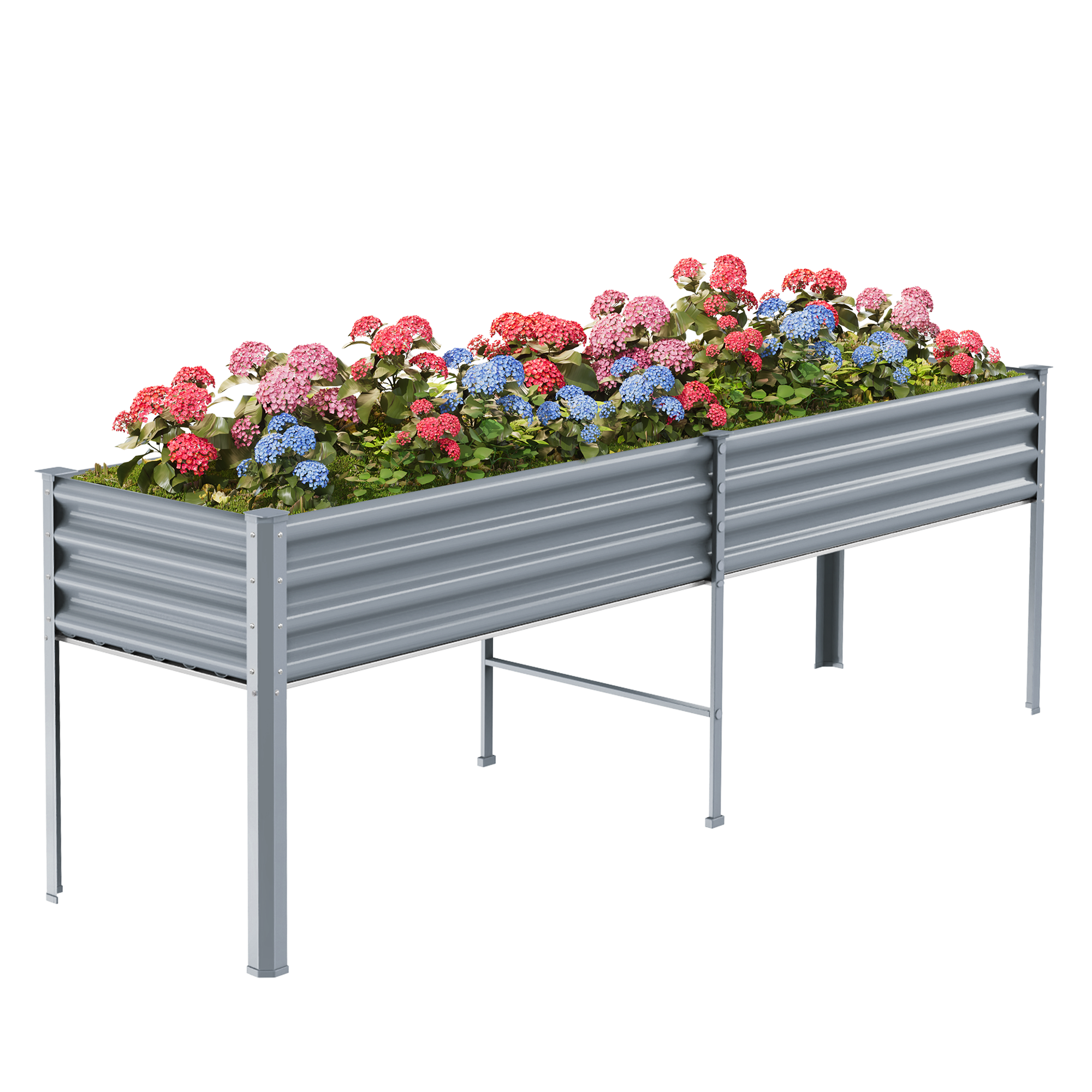 8x2x2.7ft Tall Galvanized Raised Garden Bed with Legs