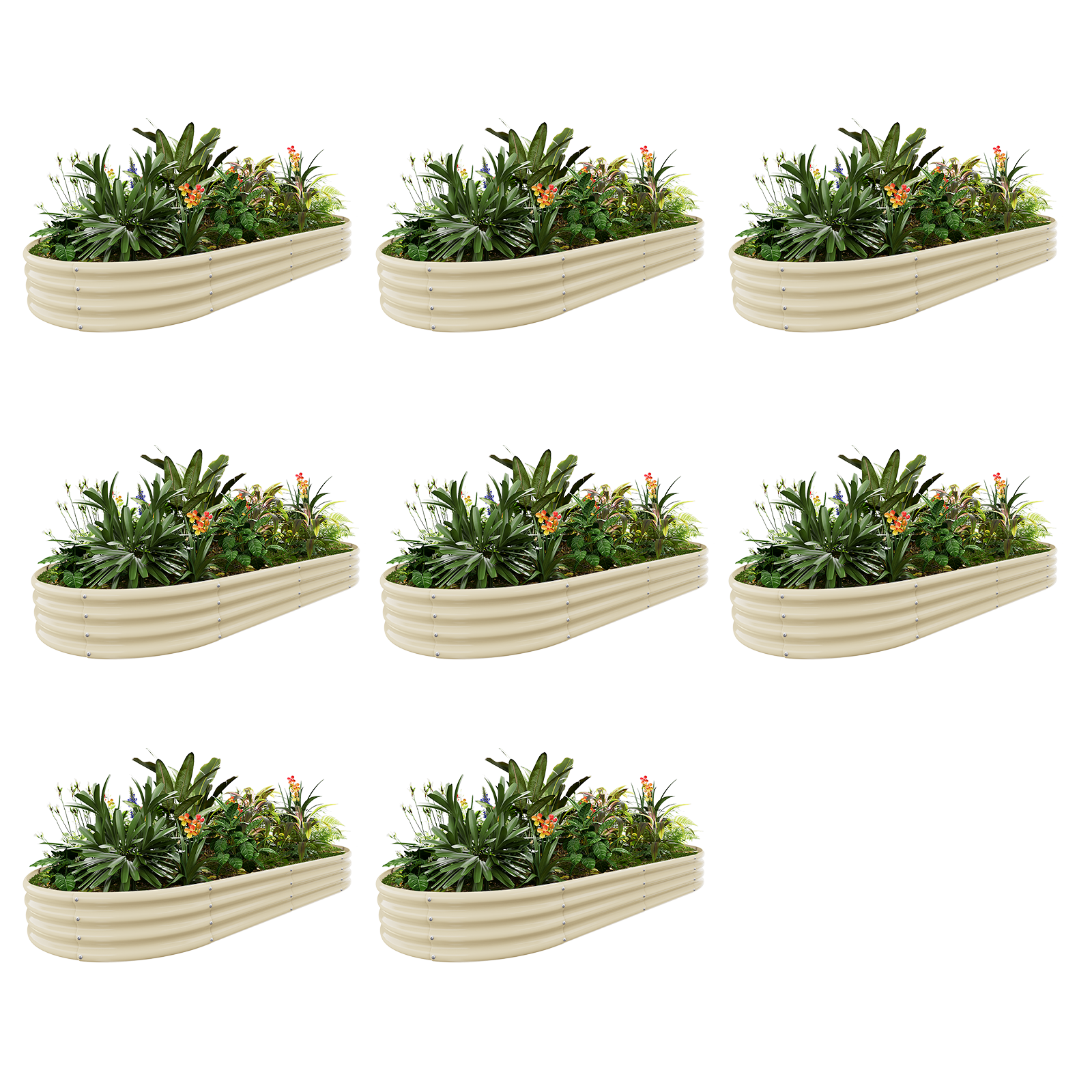 8-Pack Oval 8x4x1ft Galvanized Raised Garden Bed