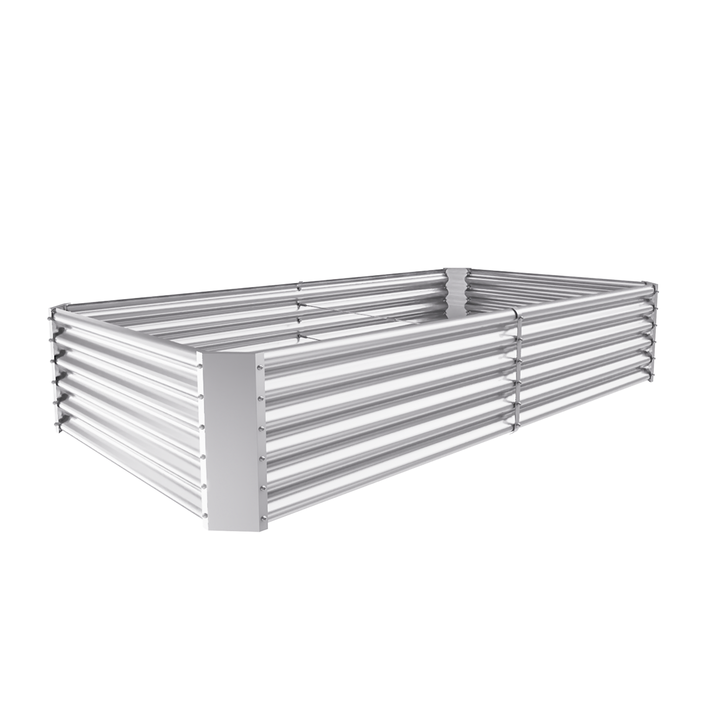 Galvanized steel raised garden bed with corrugated walls, 18