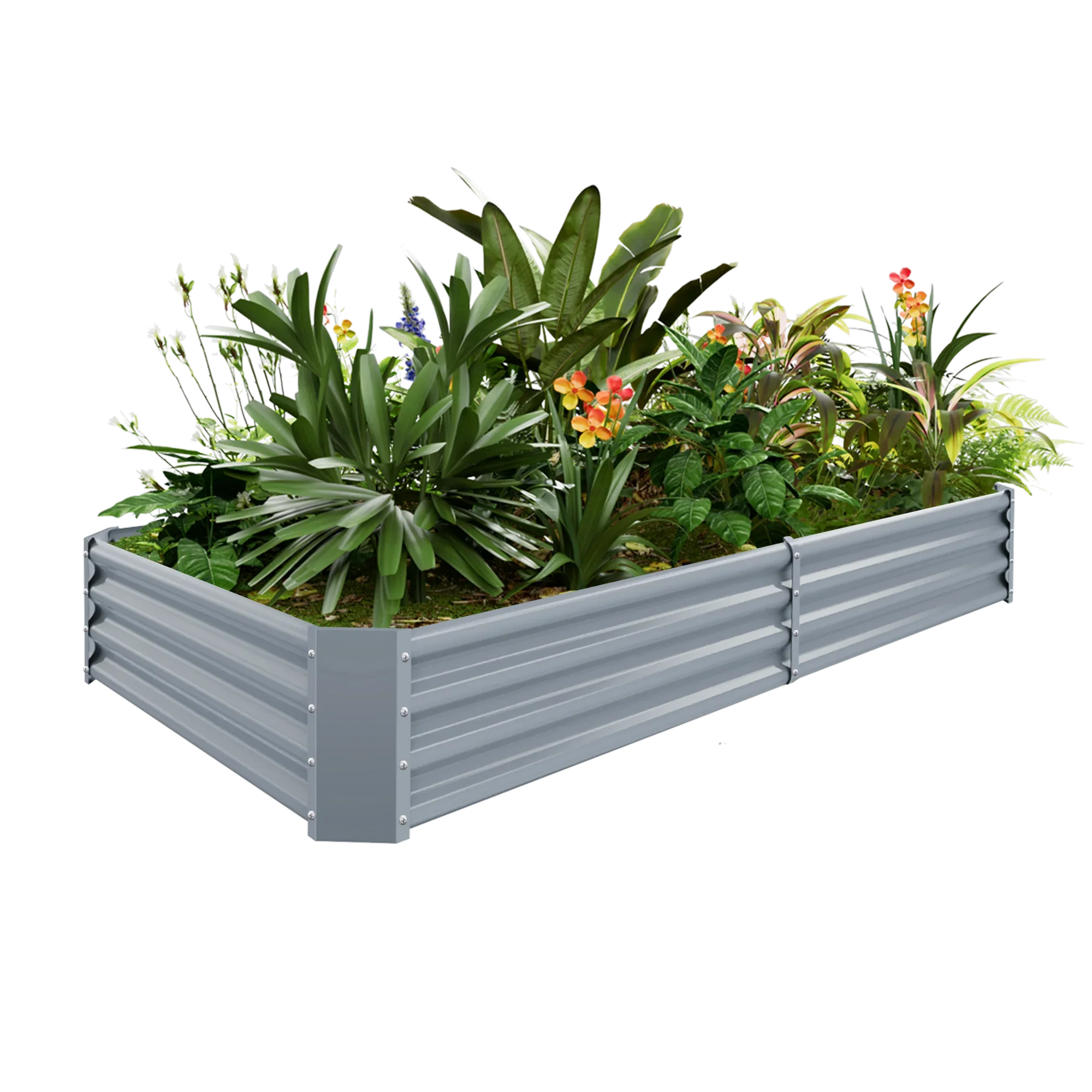 12" Tall Rectangular 8x4x1 ft Galvanized Raised Garden Bed - Land Guard
