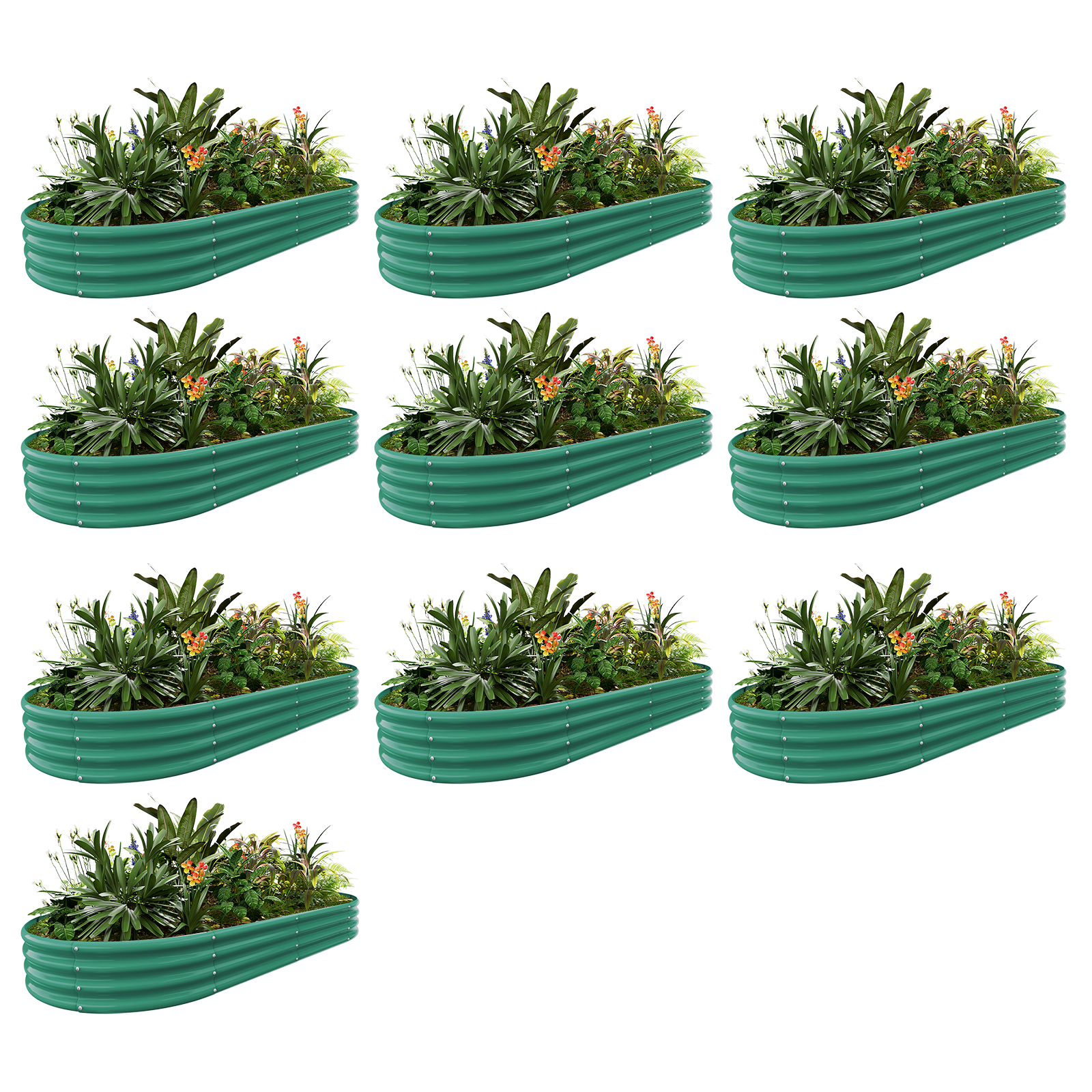 10-Pack Oval 8x4x1ft Galvanized Raised Garden Bed
