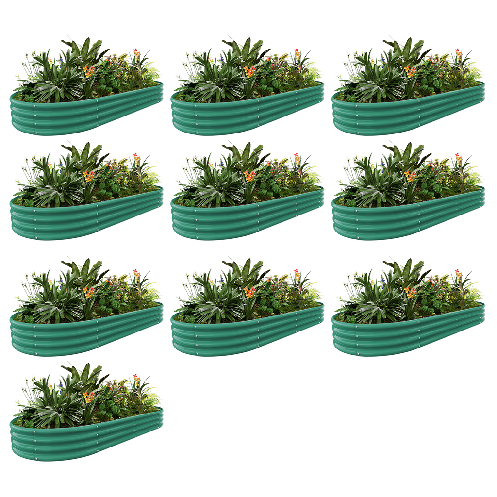10-Pack Oval 8x4x1ft Galvanized Raised Garden Bed