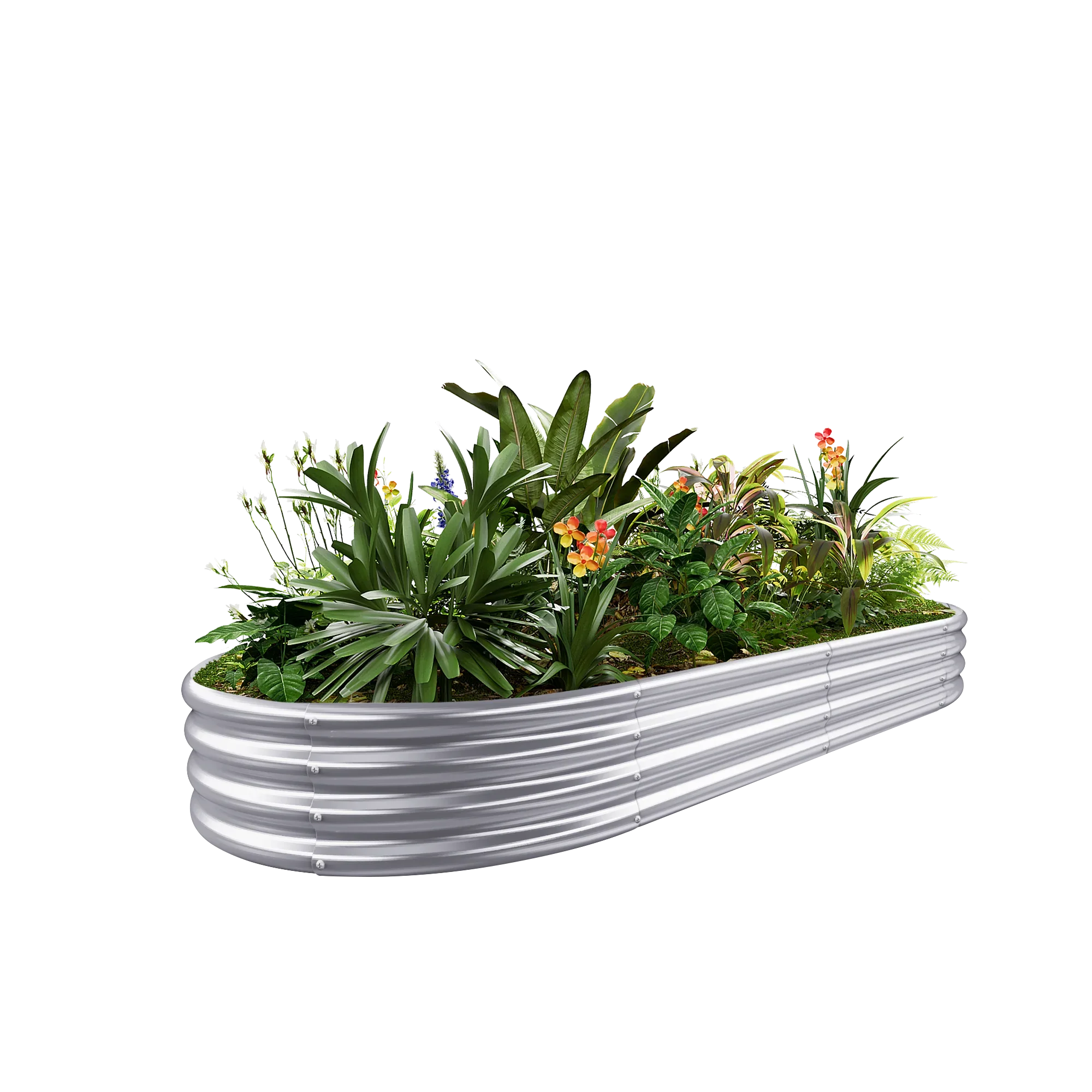 12" Tall Oval 8x4x1 ft Galvanized Raised Garden Bed - Land Guard