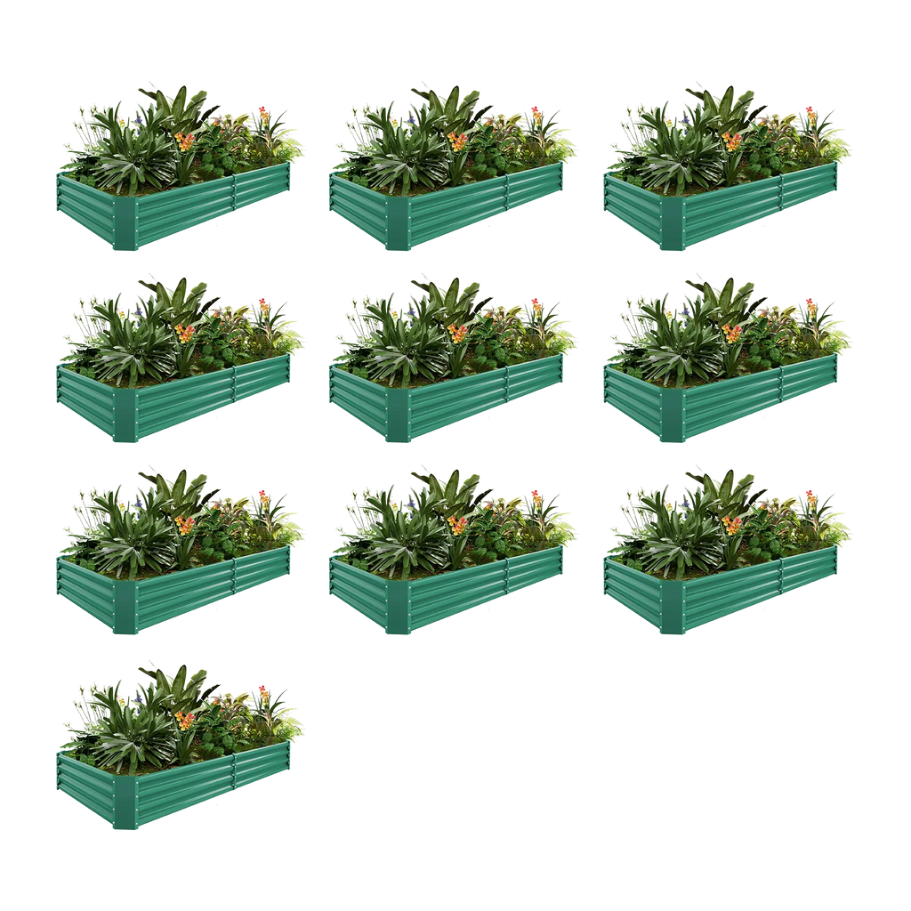 10-Pack Rectangular 8x4x1ft Galvanized Raised Garden Bed