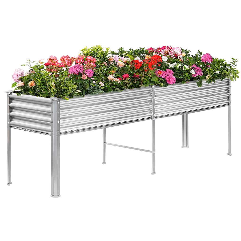 8x2x2.7ft Tall Galvanized Raised Garden Bed with Legs