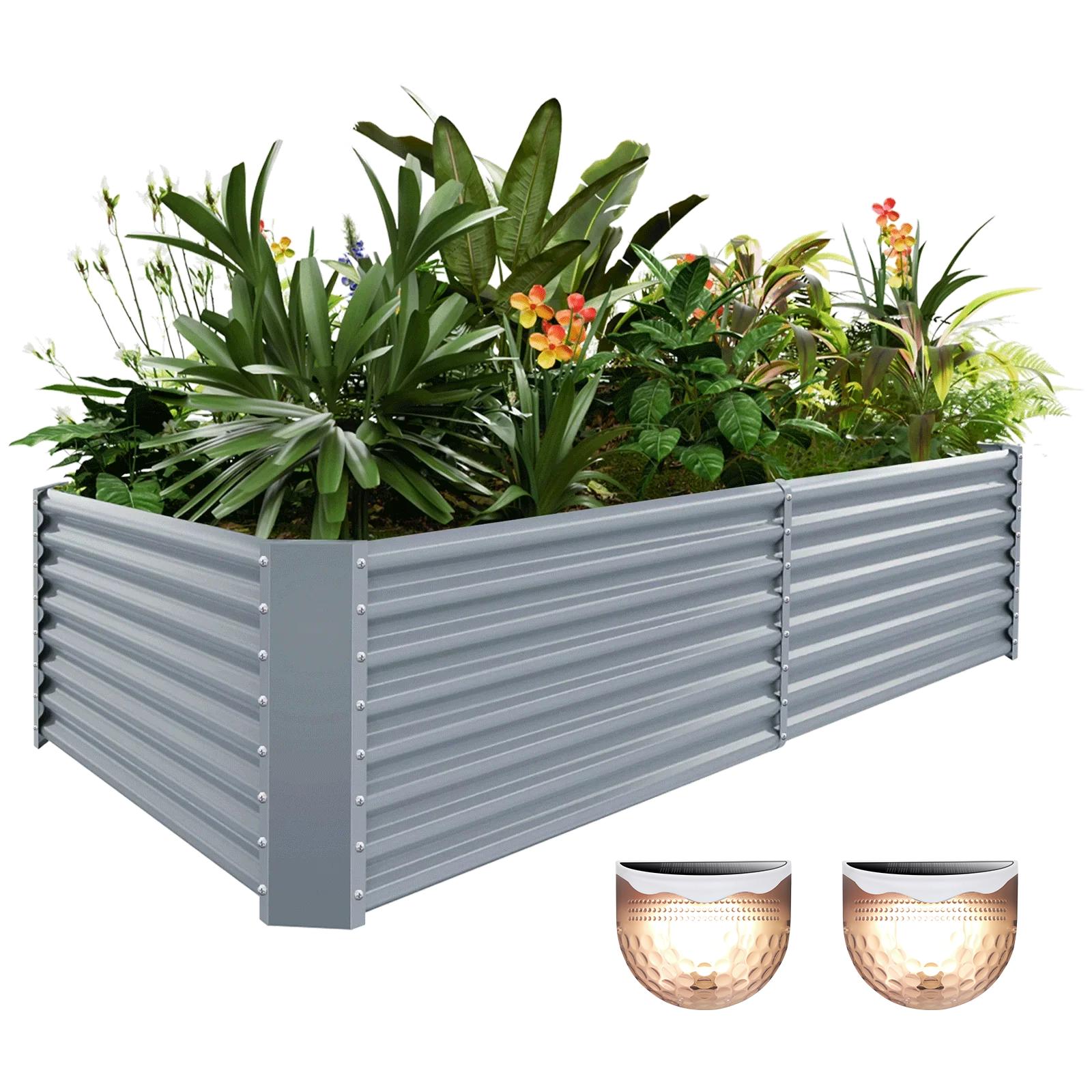 large plastic rectangular planter boxes bunnings 24" Galvanized Raised Garden Bed 8x4x2ft
