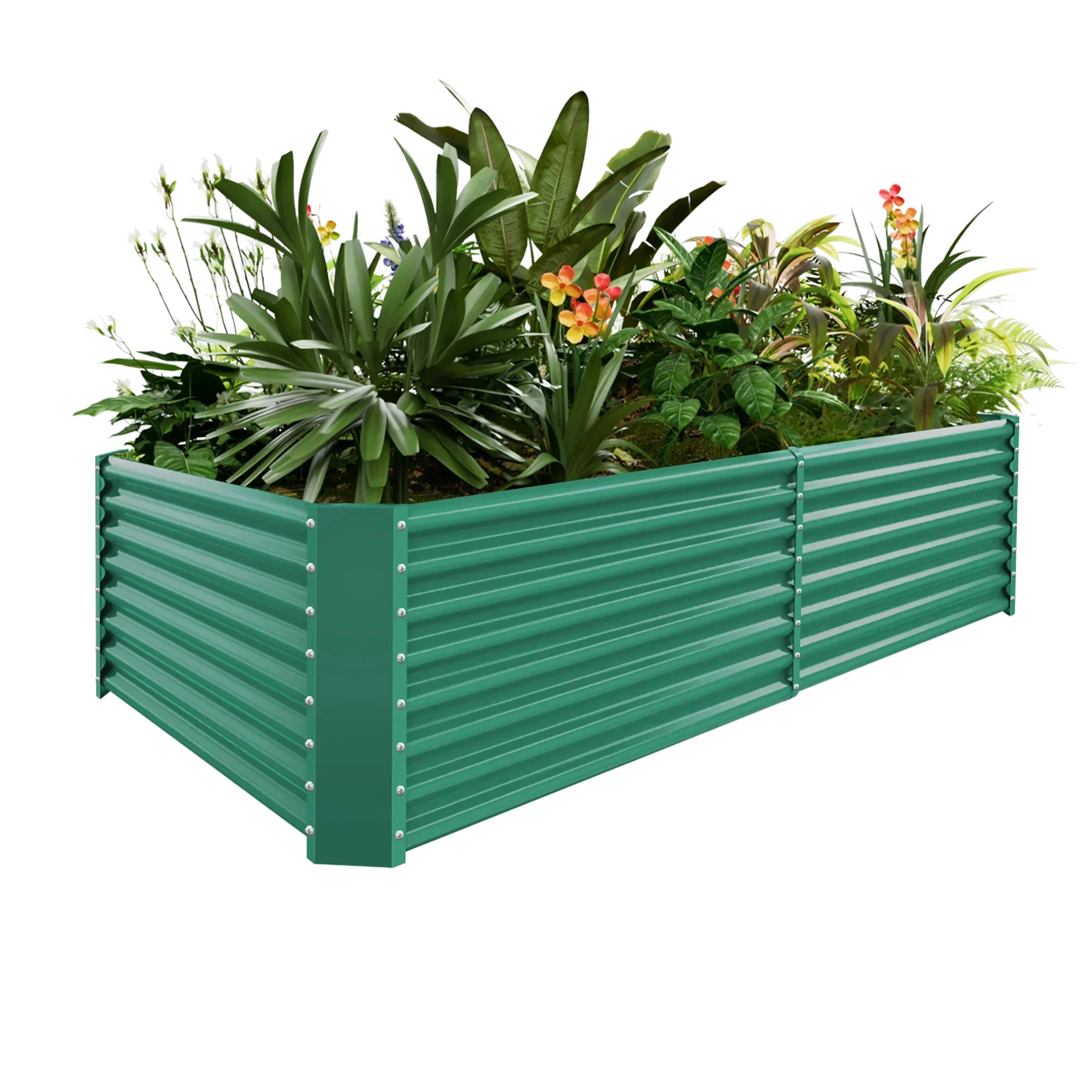 Green 8x4x2ft galvanized raised garden bed, 24