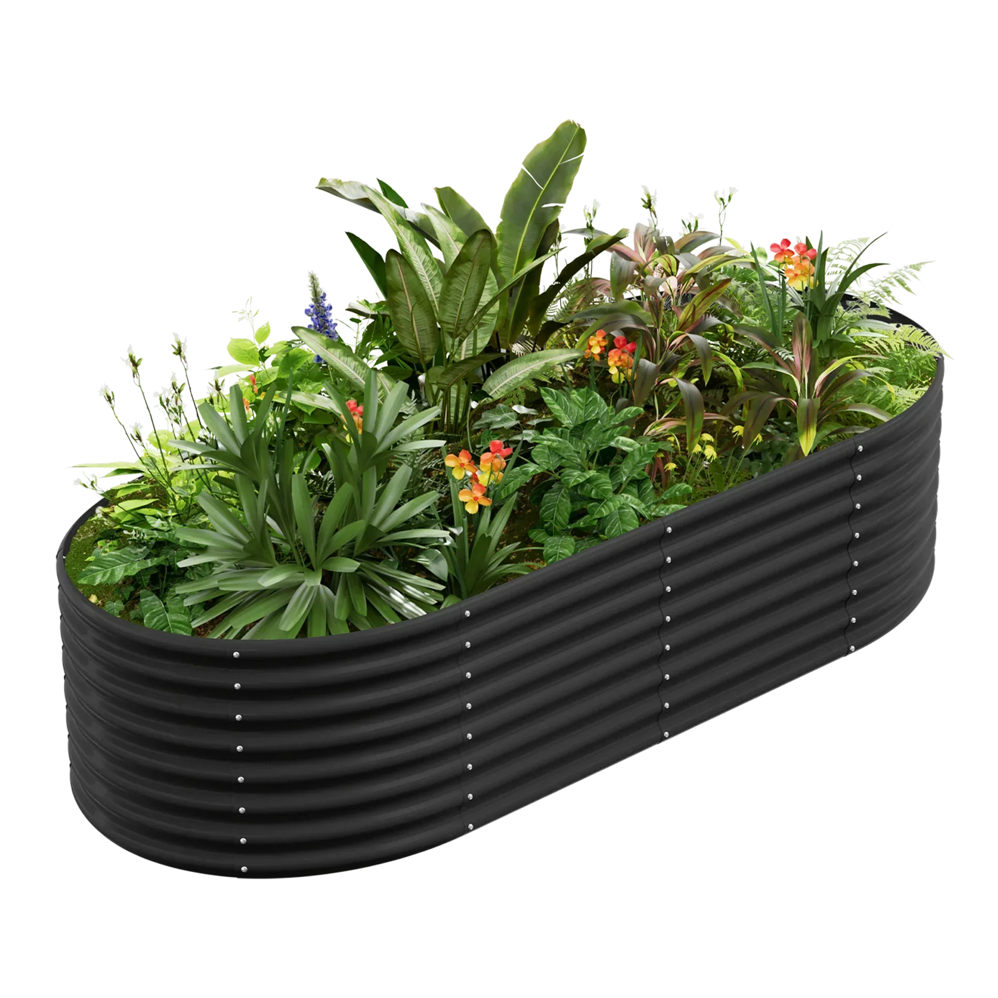 24" Tall  Nardo Gray Oval 8x4x2 ft Galvanized Raised Garden Bed