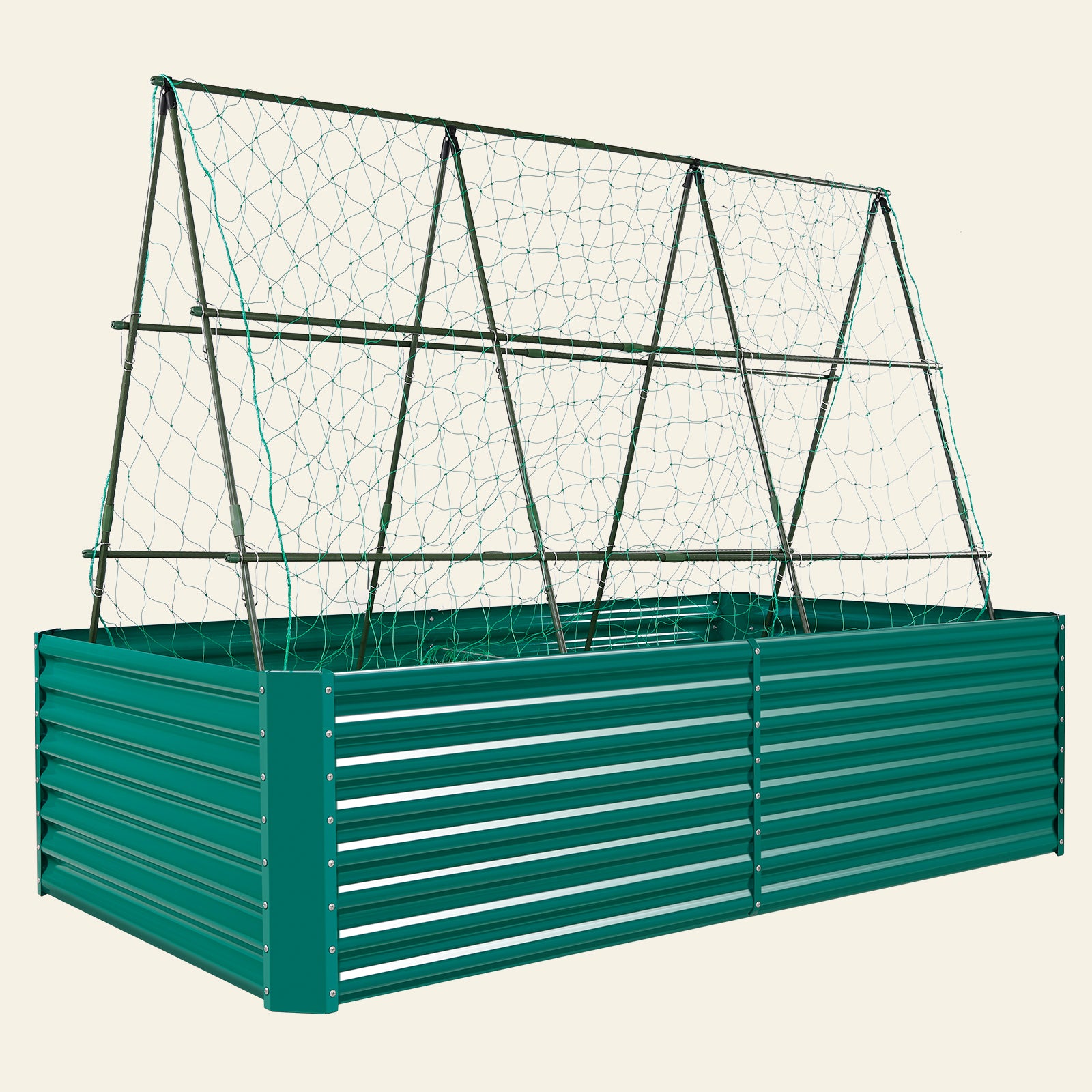 A-Frame Garden Trellis+8x4x2ft Galvanized Raised Garden Bed