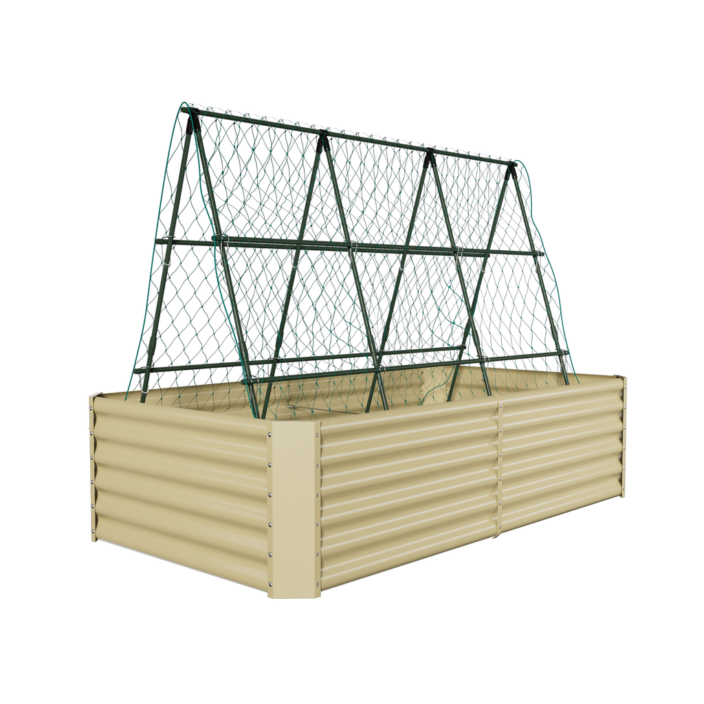 A-Frame Garden Trellis+8x4x2ft Galvanized Raised Garden Bed