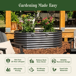 24" Tall 8' x 4' Oval Metal Raised Garden Bed