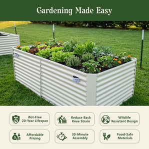 Land Guard 36" Tall 8' x 4' Rectangular galvanized metal raised garden bed with benefits for durability, easier gardening and quick assembly