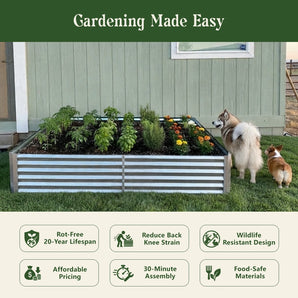 Land Guard 18" Tall 8' x 4' Rectangular galvanized metal raised garden bed with benefits for durability, easier gardening and quick assembly
