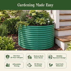 36" Tall x 36" Diameter "Bottomless" Round Metal Raised Garden Bed