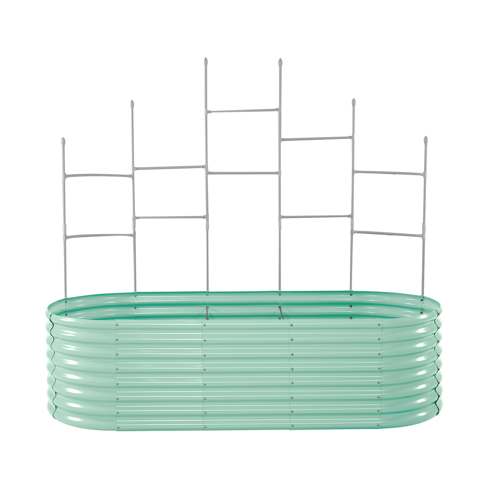 Wall Trellis+7.5x3x2ft Galvanized Raised Garden Bed