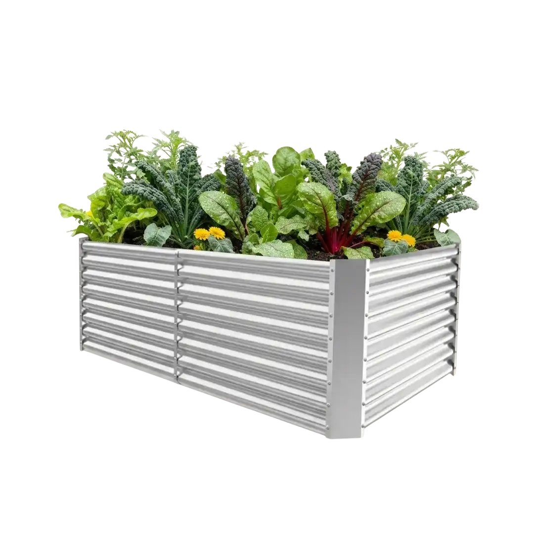 24" Tall Rectangular 6x3x2ft Galvanized Raised Garden Bed