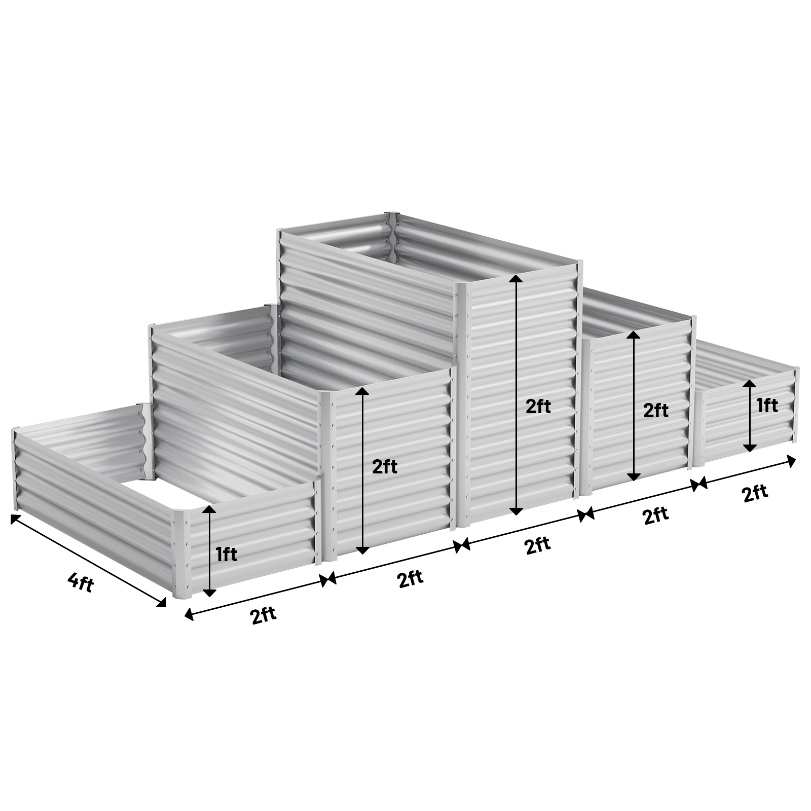 36'' Tall Tiered Galvanized Raised Garden Bed