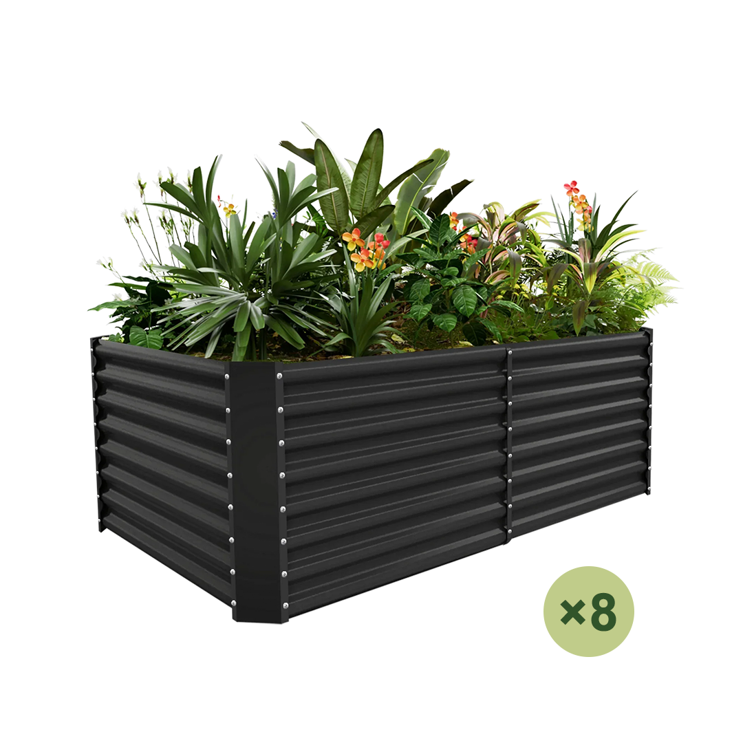 8-pack black galvanized raised garden bed, 24
