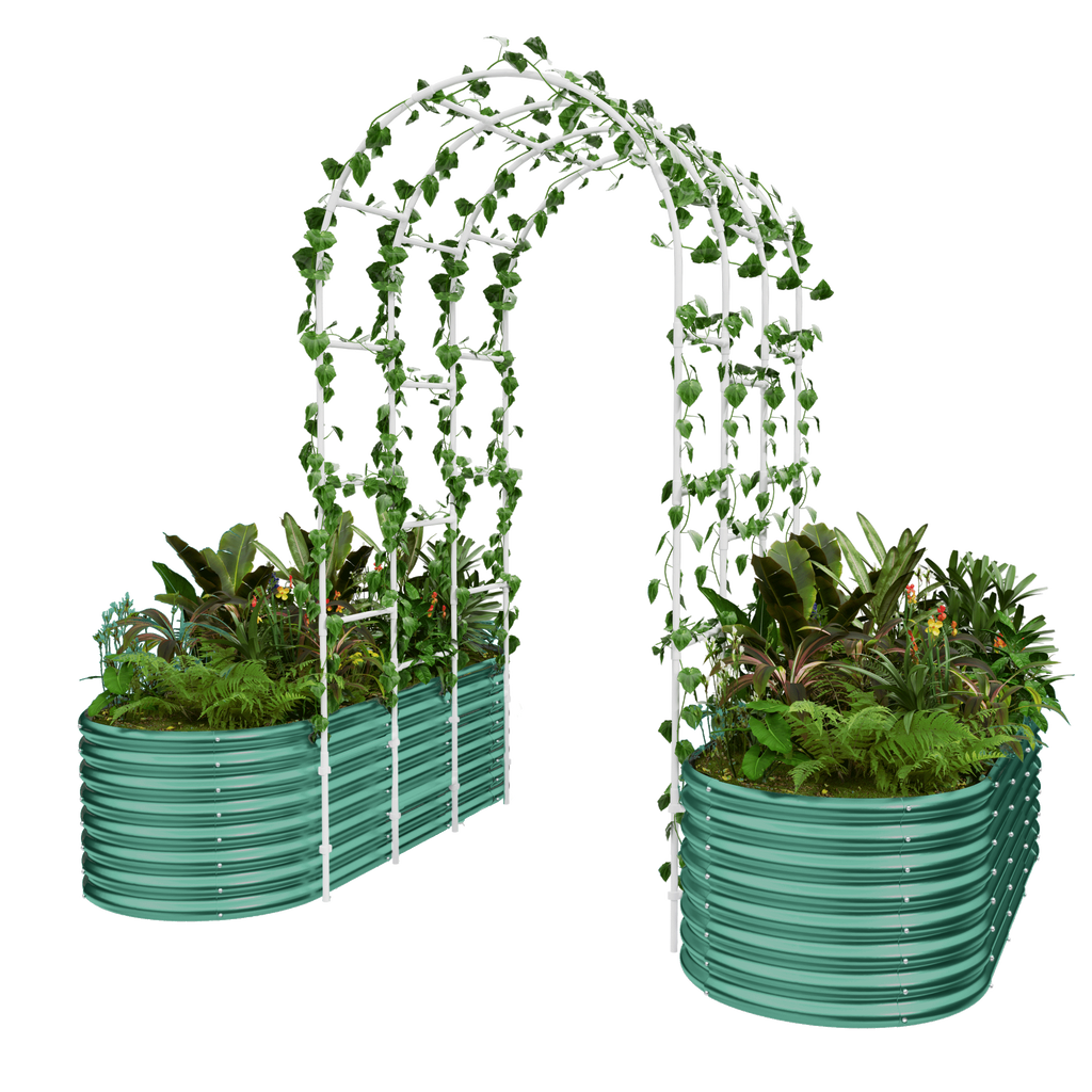 Arch Trellis+Two Pack 7.5x3x2ft Galvanized Raised Garden Beds